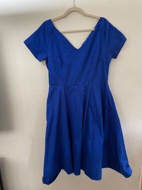 Luouse Vtg Royal Blue Fit-and-Flare Dress 50’s feminine XL 21x35x41